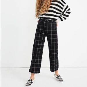 Emmett Wide-Leg Crop Pants in Black Windowpane